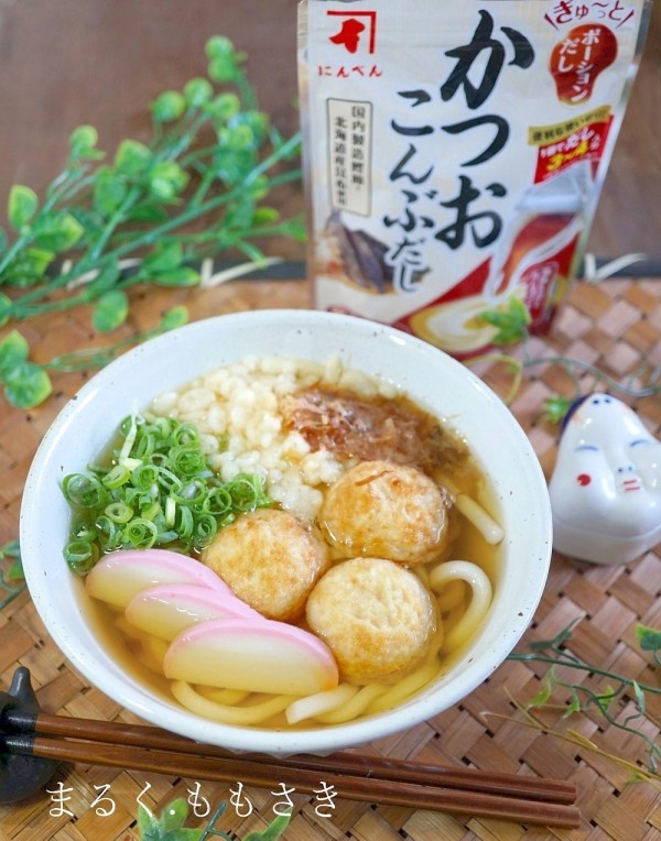 簡単！だしが香る関西風うどん（なんちゃって明石焼きも楽しめる♪）