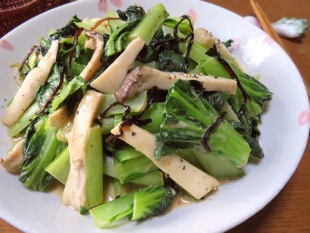 『うまヘルシー♪　ターサイとエリンギのマヨ醤油炒め』