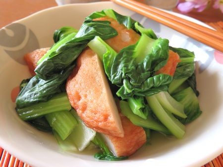 『フライパンで5分☆　ターサイとさつま揚げの白だし蒸し煮』