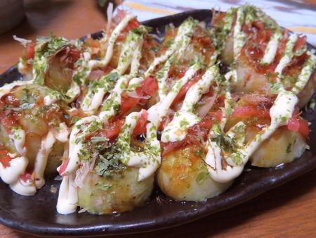 『茹でてトッピングするだけ♪　里芋のたこ焼き風』