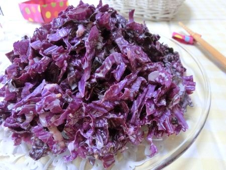 『お箸が止まらない♪　紫白菜の和風コールスロー』