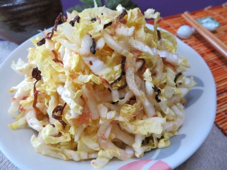 『お箸が進む～♪　白菜の味噌ドレッシングサラダ』