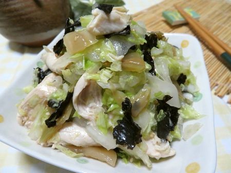 『作り置きにも♪　白菜と鶏ささみの韓国風和え』