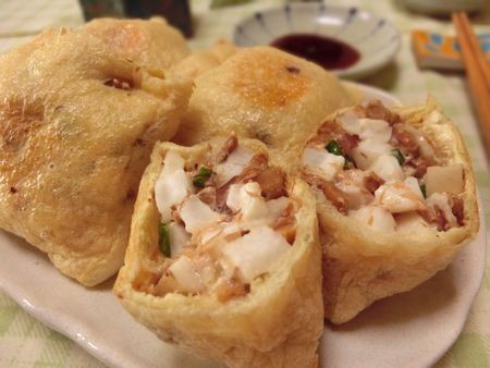 『ねばねば長芋梅納豆入り♪　サクサク油揚げ焼き』