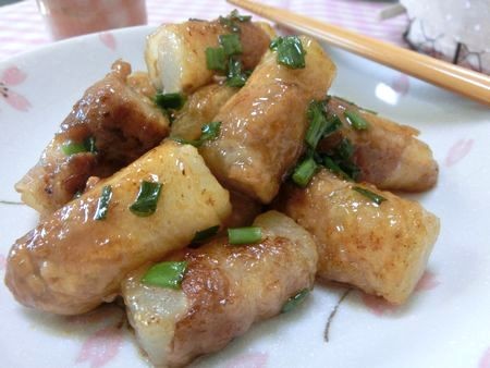 『お弁当にもおつまみにも♪　ロール豚バラ大根の生姜照り焼き』