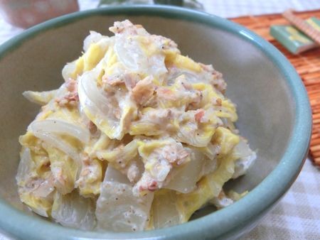 『茹でたら和えるだけの無限副菜☆　白菜のごま味噌マヨ和え』