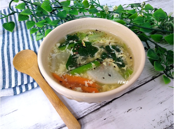 体が温まる♪大根と小松菜のかきたま中華スープ