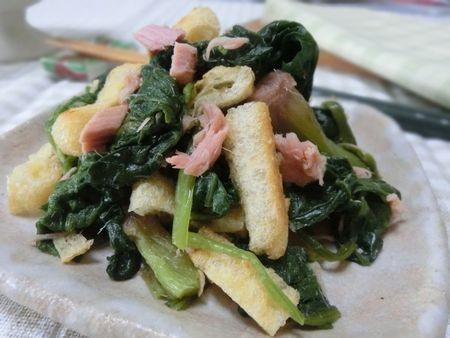 『味付けはポン酢だけ♪　ほうれん草とツナ揚げ和え』