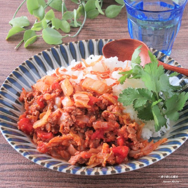 白菜たっぷり。水なしルゥなし。スフライパン１つでサッと作る『白菜スパイスカレー』