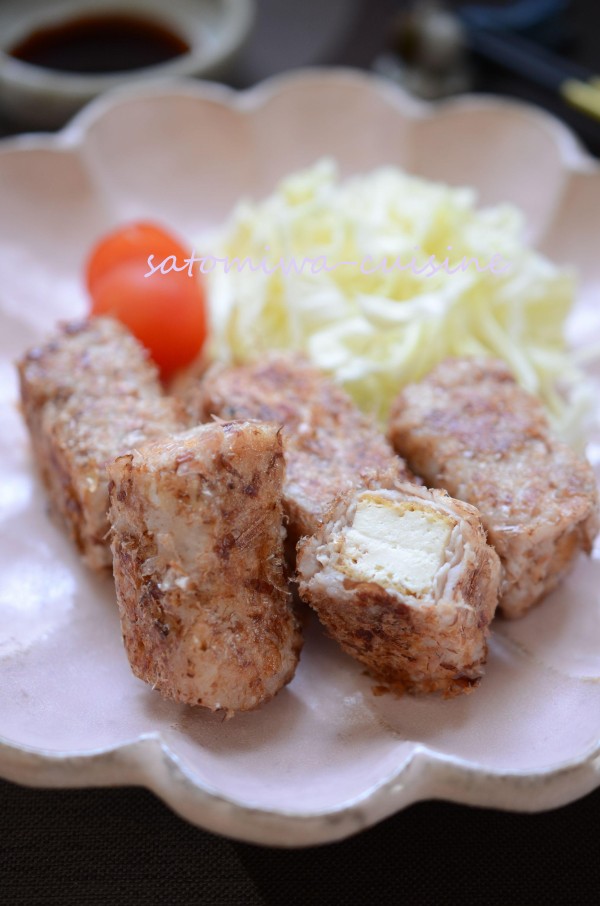 『【かつお節たっぷり！厚揚げの豚肉巻き和風ソテー】節約☆かさましおかず！』