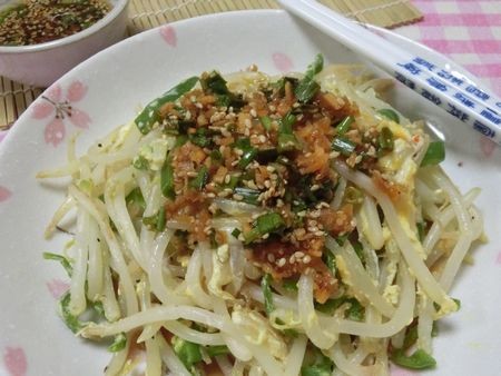 『もやしとピーマンの玉子炒め　香味だれをかけて♪』