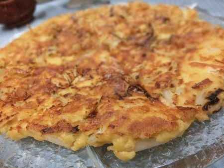 『糖質制限♪　ポリ袋で混ぜて焼くだけ☆　はんぺんともやしのチーズチヂミ』