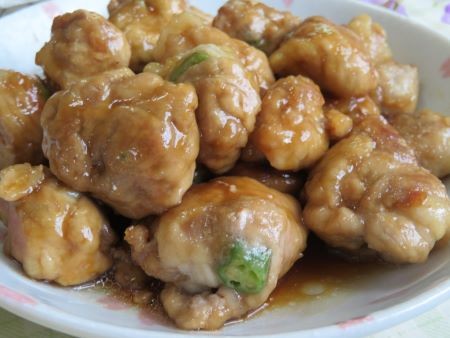 『好きな野菜でかさ増し♪　オクラとエリンギの豚こま団子の照り焼き』