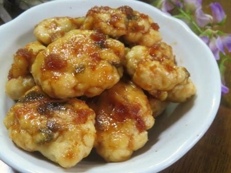 『しっとりやわらか～♪　鶏むねとおからの生姜照り焼きナゲット』