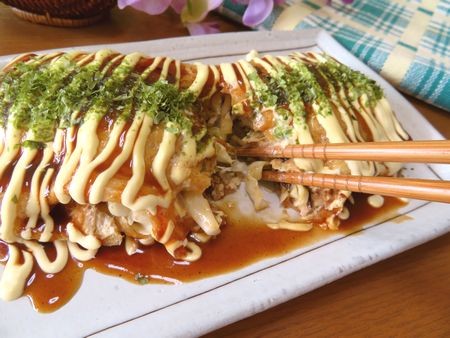 『肉も粉も不使用☆　油揚げでポケットお好み焼き風』