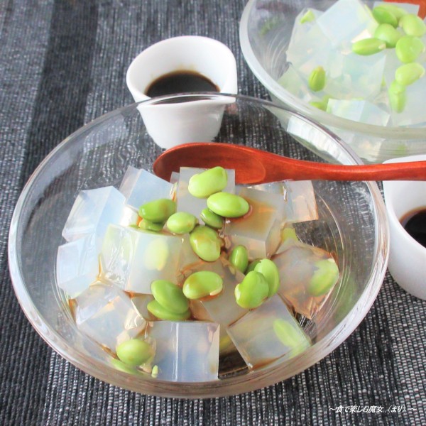 夏の涼しげな枝豆グリーンで”豆かん”『えだ豆かん』甘くする？酢醤油？食べ方はお好みで♪