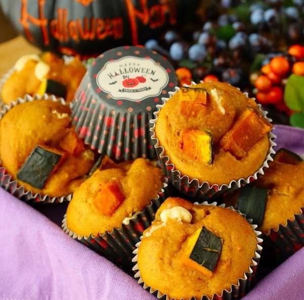 フーディストノート掲載!!  オイルで作る♪ゴロゴロかぼちゃのどっしりマフィン (レシピ)