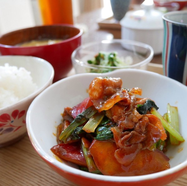 『さつまいもと豚肉のコチュジャン炒め、昨日の昼ごはん#本日のおうちごはん』