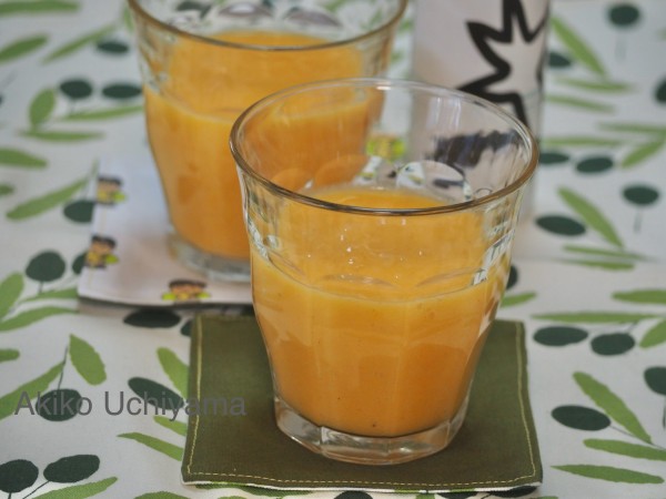 オリーブオイルかけてみた283オリーブオイルで免疫力が上がる！柿と甘酒のスムージー