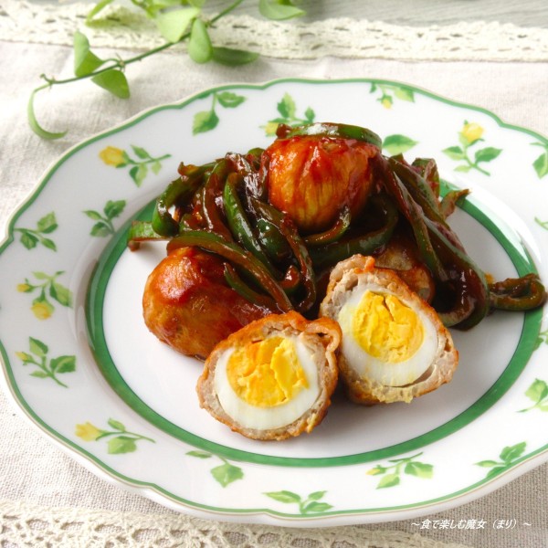 手抜きで簡単。時短スコッチエッグ風『うずら卵の肉巻き　ケチャップ風味』