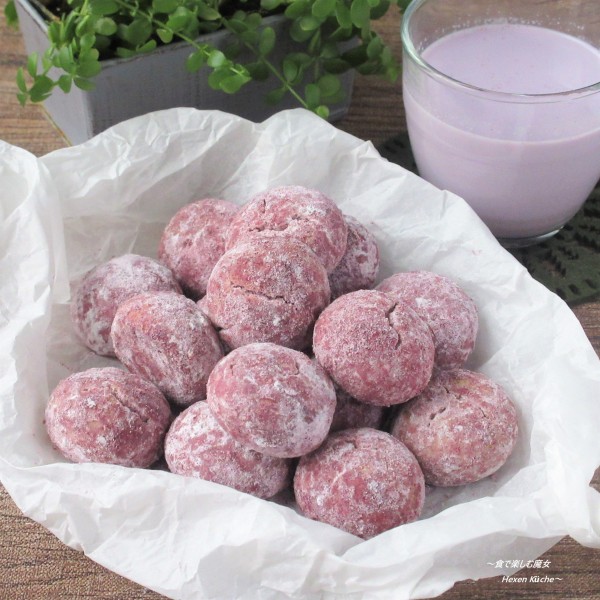 ポリ袋で手軽に作る。全粒粉でさっくりホロリ。焼き芋風味のクッキー『全粒粉むらさき芋クッキー』