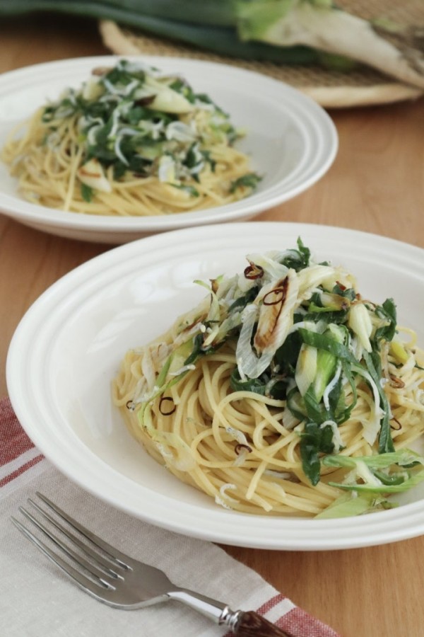 『【#簡単レシピ】下仁田ねぎとしらすのうま味パスタ』