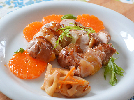 みかんのマリネを添えて 鶏の照り焼き♪