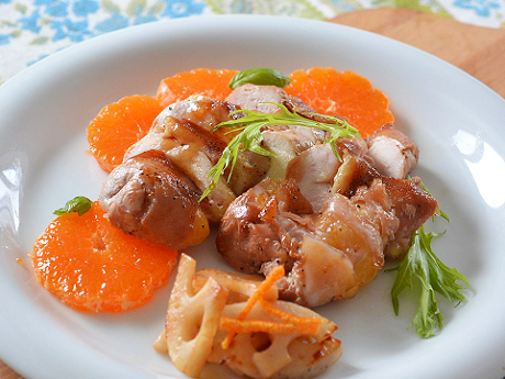 みかんのマリネを添えて 鶏の照り焼き♪
