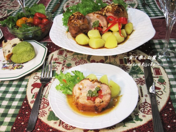 フライパンで焼く『鶏のマル焼き★悪魔のガーリックソース』お家クリスマス・ディナーに。