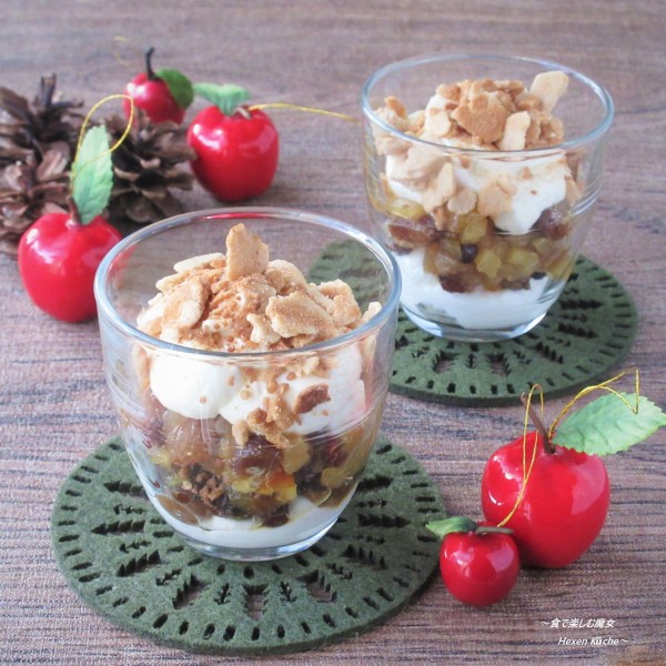 全粒粉が香ばしい『チーズケーキ風ヨーグルトパフェ』お話＆レシピ・第６話『フライパン・クリスマス』