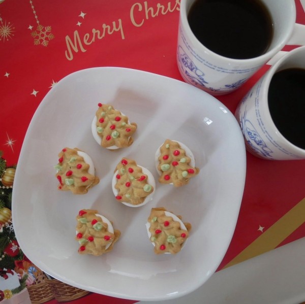 『ツリーのマシュマロサンドクッキー#今日のおやつはこれ』