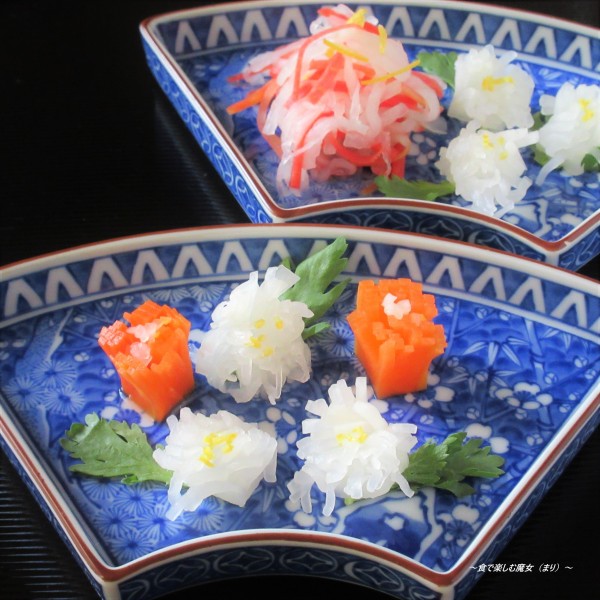 華やか可愛い なます盛り合わせ♪手軽に作る飾り切り『菊花だいこん』『菊花にんじん』『紅白なます』