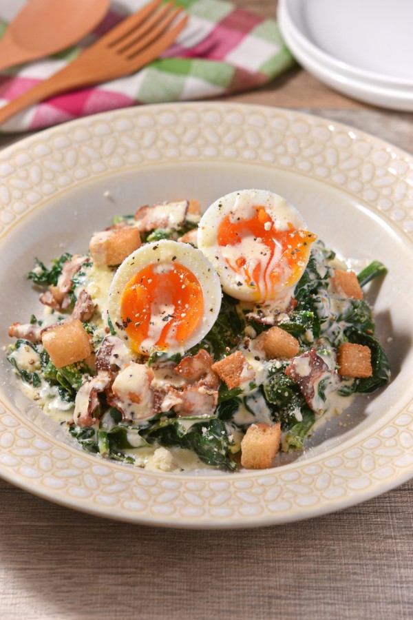 茹でずに簡単！ちぢみほうれん草のホットシーザーサラダ│ぐんまクッキングアンバサダーvol.39 - すずめの食卓３６５日