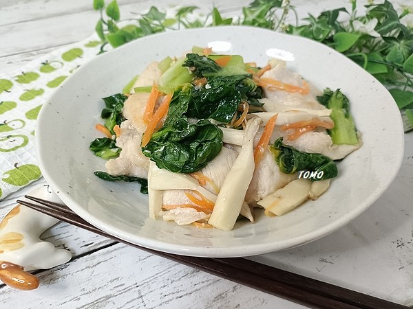 辛み成分なし♪ターサイと鶏むね肉の中華炒め