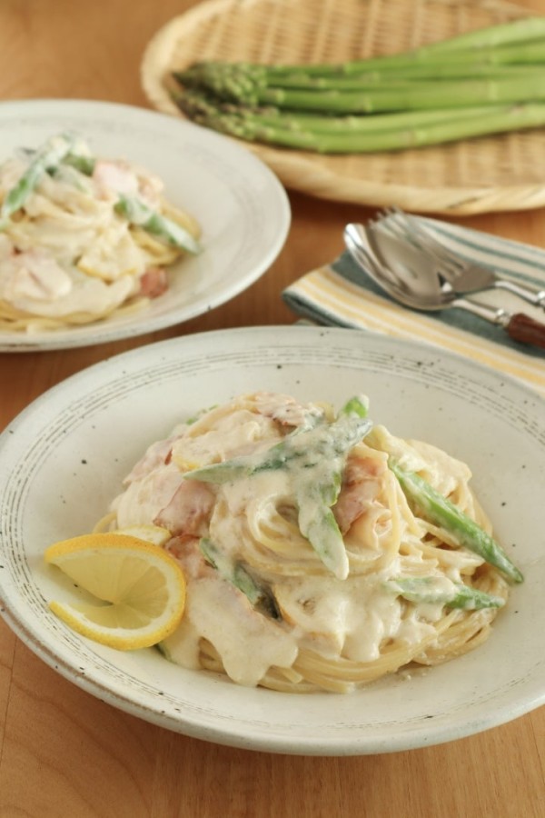 『【#おうちパスタ】群馬県産アスパラガスのレモンクリームパスタ』