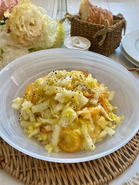 甘味の強い群馬県産邑美人白菜の真ん中の部分で白菜ときんかんのサラダ【PR】