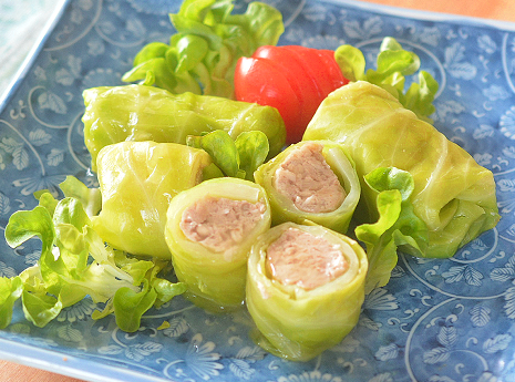 もやしとエノキ 豆腐でかさマシ! ロールキャベツ♪