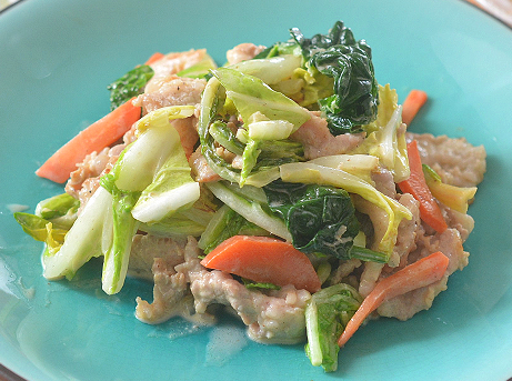 白菜と豚こま肉のマヨネーズ炒め♪