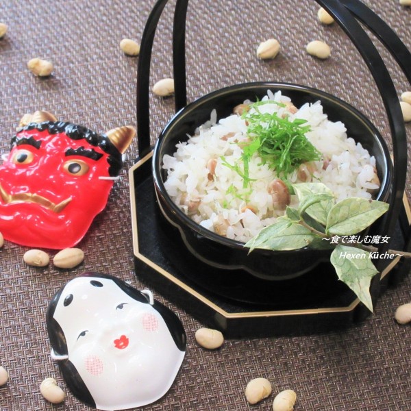 炊飯器に入れて炊くだけ。食べる豆まき？！『福豆じゃこ炊き込みご飯/じゃこ大豆ごはん』