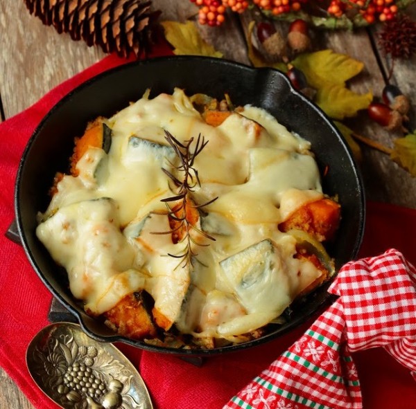 とろ～り♪かぼちゃとひき肉のコク旨焼き (レシピ)