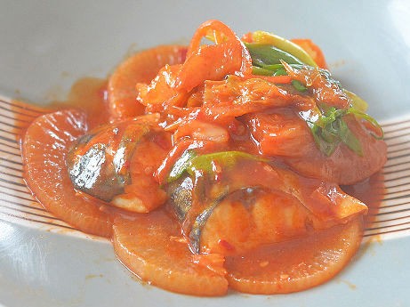 サバと焼き大根＆キムチのコチュジャン煮♪