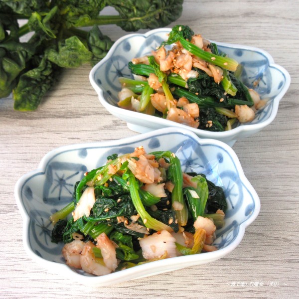 簡単＆ヘルシー。10分内で完成♪『ちぢみほうれん草と鱈のごま風味』#旬の野菜を使ったレシピ