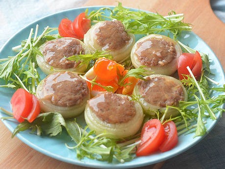 レンジで簡単！肉詰め玉ねぎの和風あんかけ♪