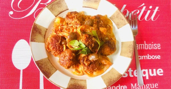 【ダイエット】ミートボールごろごろパスタ/生パスタ/カリオストロの城/再現レシピ/ほうとうのトマトパスタ｜のんの