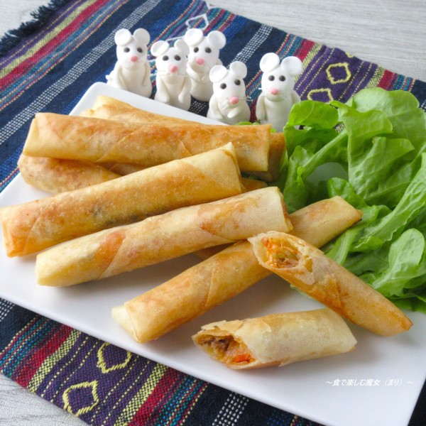 鰹・キムチ・チーズで止まらない！副菜・おつまみに♪手軽に揚げ焼き『かつおキムチーズ春巻き』