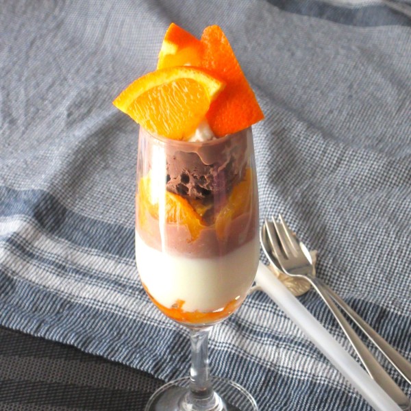 カロリーダウン＆コストダウンで作った♪『ほぼチョコ＆オレンジパフェ/スウィーツドリンク』