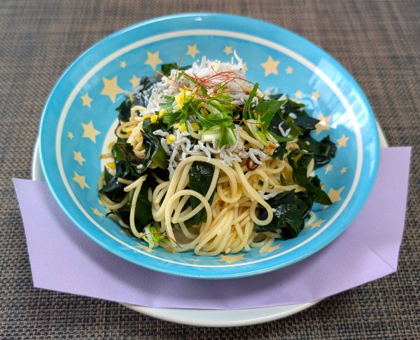 春の節約＆ボリューム満点メニュー☆生わかめとしらすの柚子風味パスタ♪☆♪☆♪