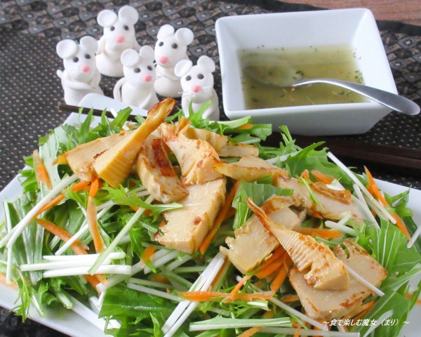 10分で！デパ地下風サラダ♪春野菜のデリ風『焼き たけのこサラダ～ハーブドレッシング』
