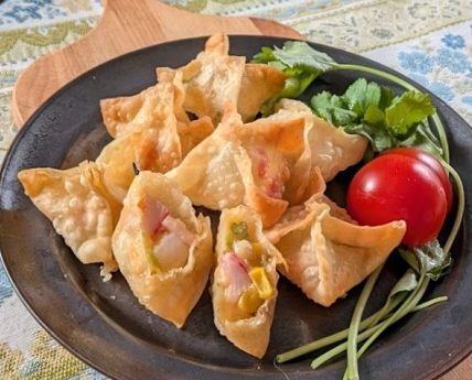 植物性チーズ‹Ｐシュレッド›入り 揚げワンタン♪