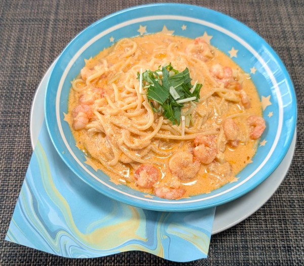 タイパ最高☆超簡単手抜きエビのトマトクリームパスタ♪☆♪☆♪